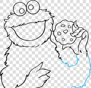 How To Draw Cookie Monster From Sesame Street   Cookie Monster Drawing Easy  HD Png Download