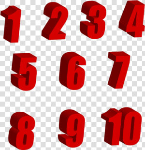 Red text font clip Art material   Numeros Em 3d Png  Transparent Png