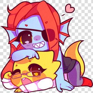 Cute Alphys And Undyne  HD Png Download