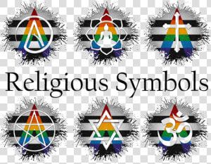 An Assortment Of Various Religious Symbols In Lgbt   Lgbt Flag Religions Symbols  HD Png Download