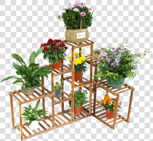 Wooden Plant Stand 10 Tier Flower Pot Display Rack   Corner Flower Pot Png  Transparent Png