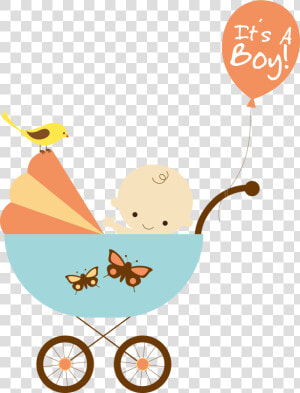 Stroller Vector Material Png   Baby Shower Cartoon  Transparent Png