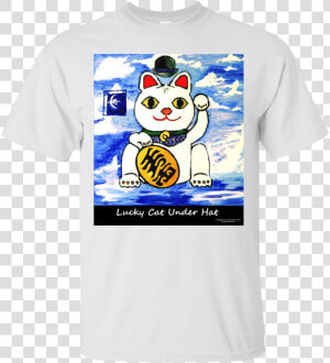 Lucky Cat Under Hat Cotton T shirt In 5 Colors  HD Png Download