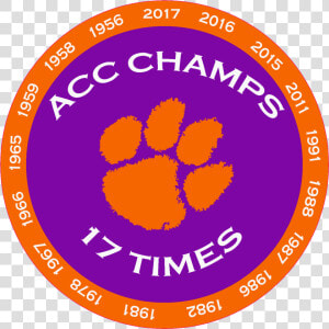 Clemson Tiger Paw Acc Champions 17 Time Decal Diecut   Clemson Tiger Paw  HD Png Download