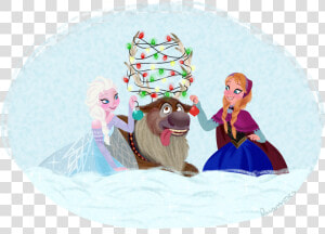 Anna  Disney  And Frozen Image   Anna And Elsa Decorate Sven Fan Art  HD Png Download