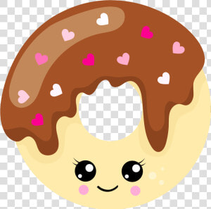 Chocolate Heart Doughnut Kawaii   Kawaii Donut Clip Art  HD Png Download