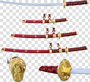 Transparent Katana Png   Katana Sword Red And Gold  Png Download