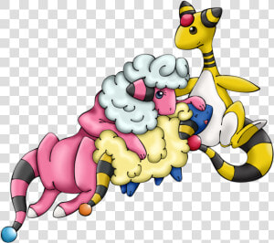 Mareep  Flaaffy And Ampharos By  HD Png Download