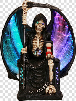 Grim Reaper Skull Throne Fiber Optic Gothic Myth Fantasy   Sculpture  HD Png Download