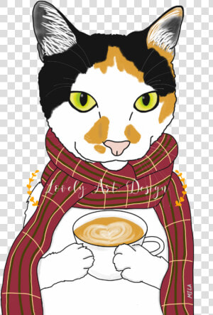  katze  tricolorcat  cappuchino  herbst  schal  mila   Domestic Short haired Cat  HD Png Download