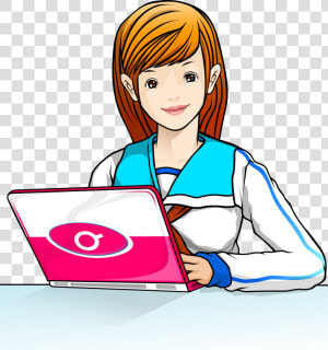 Clip Art School Girls Transprent Png Free   Girl With A Laptop Clip Art  Transparent Png