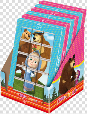 Chocolate Puzzle «masha And The Bear» 75gr 12 Pcs Milk   Cartoon  HD Png Download