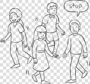 Four People Moving About An Area With One Person Saying   Walk And Stop Game  HD Png Download