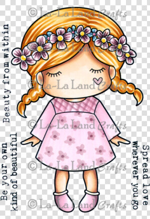 Flower Garland Paper Doll Marci Rubber Stamp   Cartoon  HD Png Download