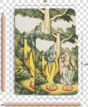 Dailyobjects Indian Mythology Radha Krishna A5 Notebook   Krishna Forest  HD Png Download