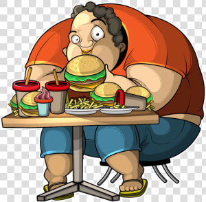 Clip Art Fat Man Eating Donuts   Fat Man Eating Cartoon  HD Png Download