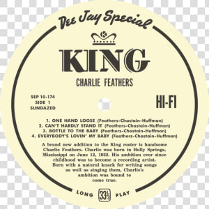 Sep 10 174 Charle Feathers Labels 1   King Records  HD Png Download