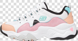 Sketchers D Lites Zenway White Peach   Skechers Peach  HD Png Download