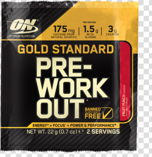 Gold Pre Sample   Gold Standard Pre Workout 2 Serving  HD Png Download