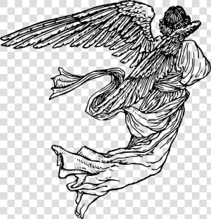 Angel Drawing Png   Black White Angel Drawing  Transparent Png