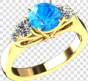 Natural Blue Topaz And Diamond Five Stone Ring In 14k   Pre engagement Ring  HD Png Download