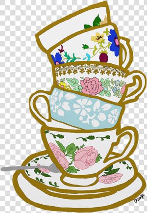 Teacup Drawing Clip Art   Stack Of Tea Cups Clipart  HD Png Download