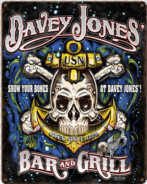 Usn Davey Jones Bar  amp  Grill Vintage Steel Sign   Emblem  HD Png Download