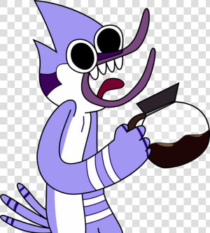 Mordecai Holding Tea Jar ydb533   Regular Show Mordecai Coffee  HD Png Download