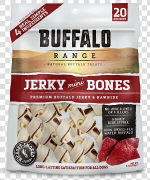 Buffalo Range All Natural  Grain Free Jerky Mini Bone   Buffalo Range Jerky Mini Bones Dog Treats Hickory  HD Png Download