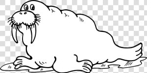 Cute Walrus Png Black And White Free   Walrus Clipart Black And White  Transparent Png