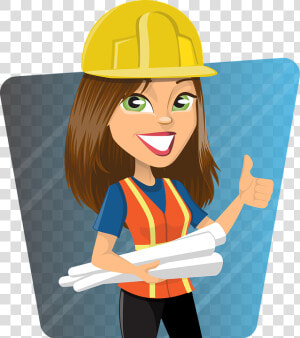 Woman  Engineer  Work  Worker  Lady  Plans  Helmet   Woman Project Manager Cartoon  HD Png Download