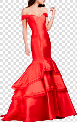 Mackenzie Red Dress   Trumpet Off The Shoulder Prom Dress  HD Png Download