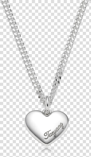 Silver Engraved Heart Necklace For Dogs   하트 펜던트 실버  HD Png Download