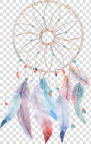 Download Watercolor Feather Boho chic Painting Dreamcatcher  HD Png Download