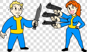 Fallout Clipart Valt   Vault Boy Vs Vault Girl  HD Png Download