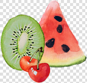  fruits  fruit  kiwi  watermelon  cherries  cherry   Watermelon  HD Png Download