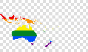 Lgbt Flag Map Of Oceania   Southeast Asia And Western Pacific  HD Png Download