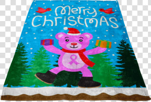 Christmas Bear Pink Ribbon Gift Blanket Data zoom   Cartoon  HD Png Download