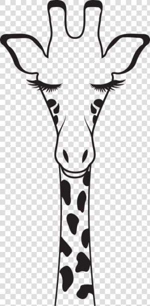 Giraffe With Glasses Black And White Clipart   Png   Cute Giraffe Silhouette  Transparent Png