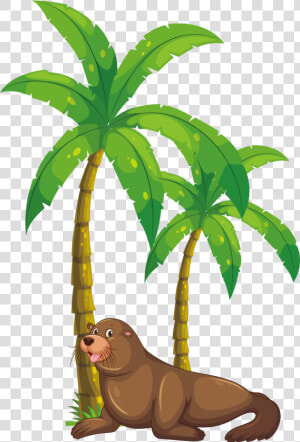 Palm Tree Clipart Kerala Coconut Tree   Clipart Monkey Eating Banana  HD Png Download