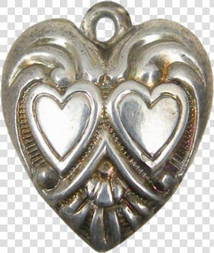 Vintage Double Hearts Sterling Silver Puffy Heart Charm  HD Png Download