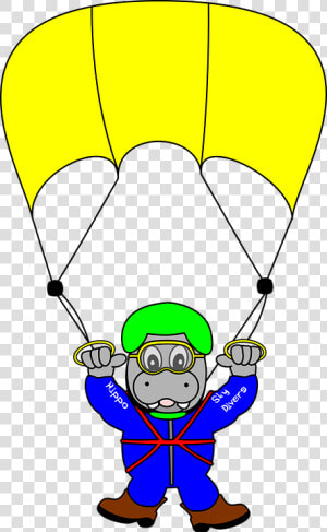 Skydiver  Fun  Hippo  Skydiving  Freefall  Parachute   Gambar Terjun Payung Kartun  HD Png Download