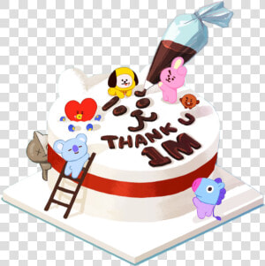  bts  btsfanart  bt21  bt21fanart  bt21tata  bt21chimmy   Bt21 Birthday Cake Drawing  HD Png Download