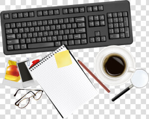 Vector Computer Office Top Euclidean Paper Keyboard   Top View Office Desk Png  Transparent Png