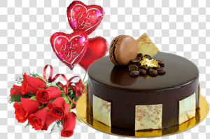 Cheer Chocolate Cake Flower Combo In Sharjah   Poze Cu Trandafiri Rosii  HD Png Download