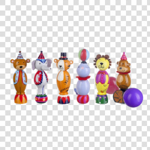 Set Of Wooden Circus Animal Skittles 3   Quille Jouet En Bois  HD Png Download