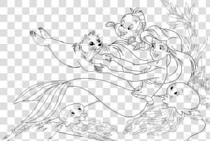 Little Mermaid Coloring Pages   Mermaid Friends Coloring Pages  HD Png Download