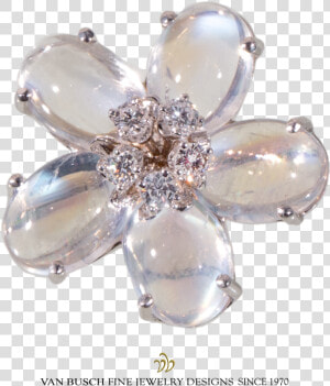 Moonstone And Diamond Flower Ring Data Zoom   cdn   Body Jewelry  HD Png Download