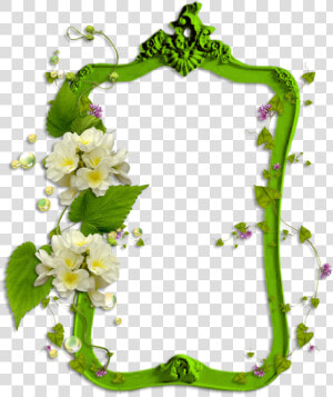 Cadre Avec Décor   Frame Creative Green Floral Border Design  HD Png Download