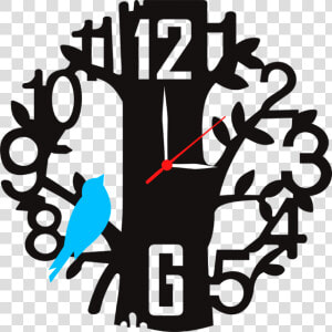 Ena Decor Wall Clock Sky Tree Mdf Wooden   Cnc Wall Clock Vector  HD Png Download